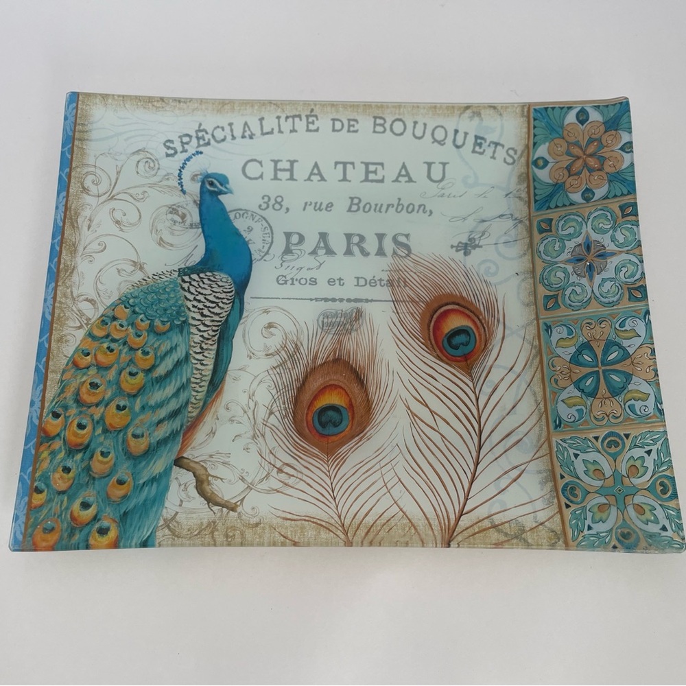 Peacock Decorative Platter 13x10 From Cracker Barrel